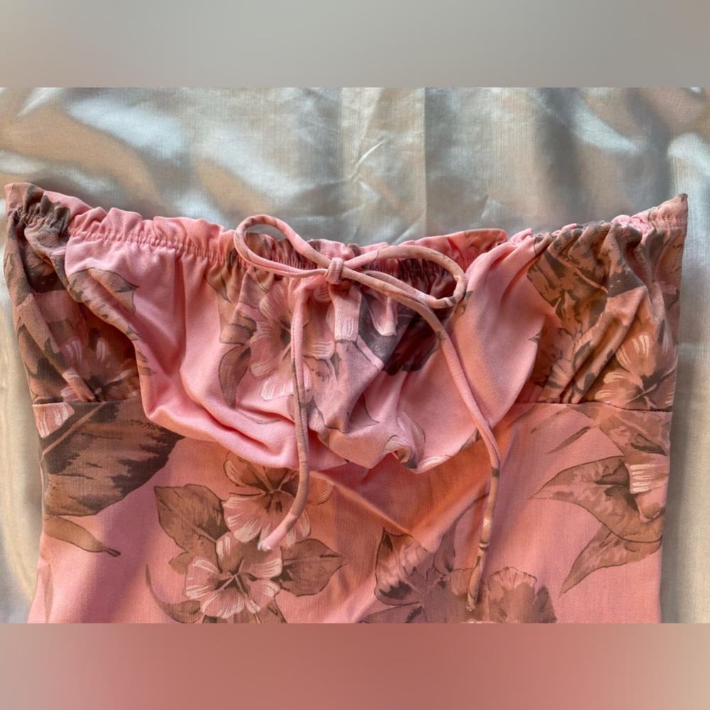 Vintage Strapless mini dress pink/floral Size Small  Excellent condition Used - Picture 5 of 8